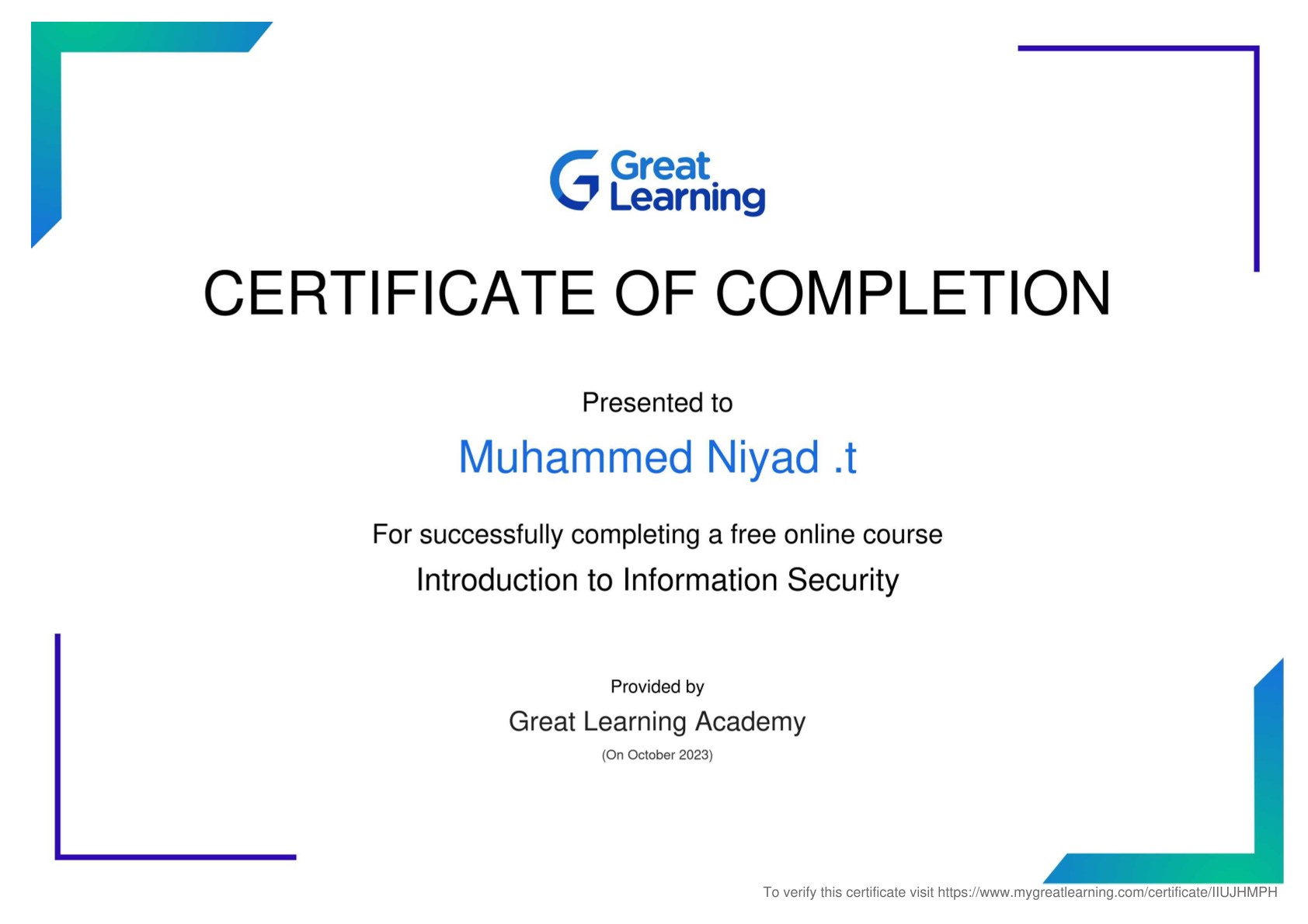 certificate of achievement